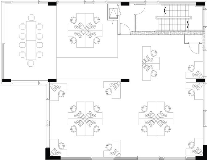 Grundriss einer Büroimmobilie. Grundriss einer Büroimmobilie.